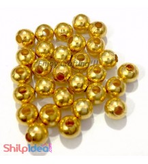 Metal Beads 6mm - Golden - Pack of 15